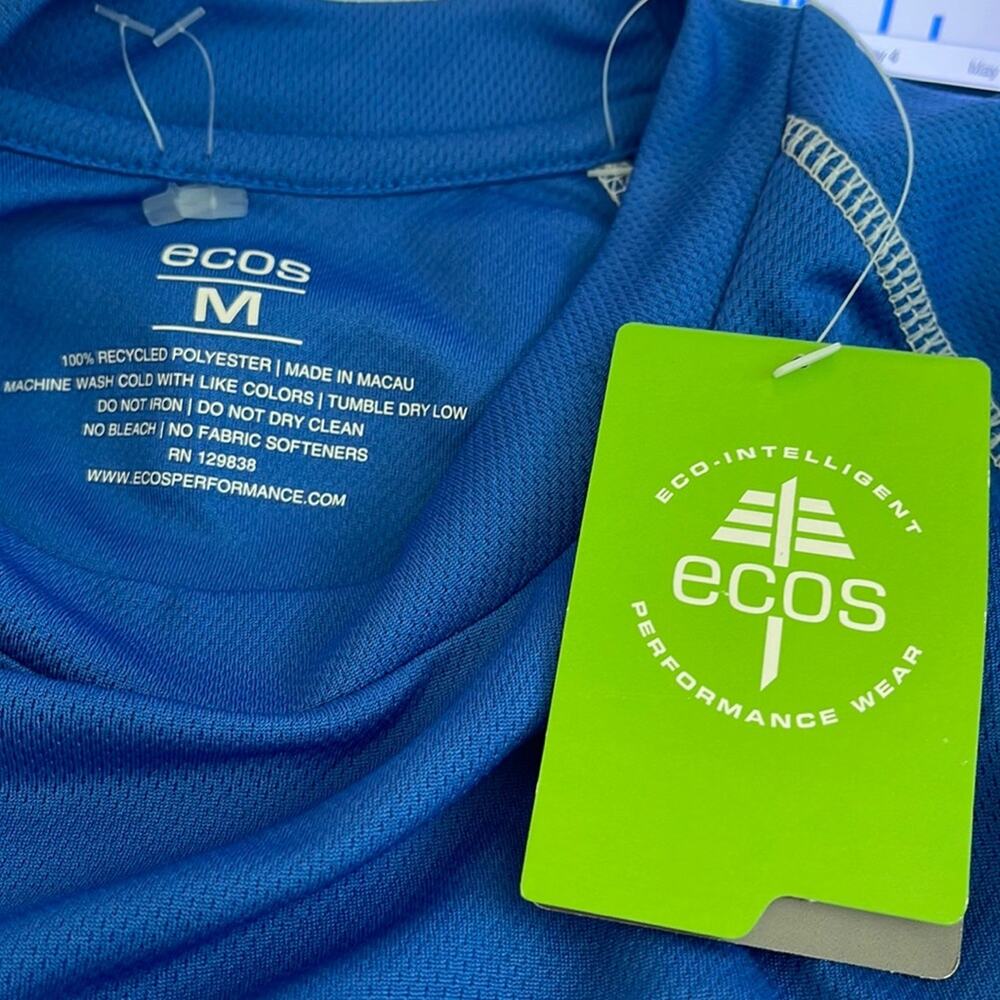 ecos Performance Wear Short Sleeve Crewneck T-Shirt Blue   Size M NWT - Picture 5 of 9